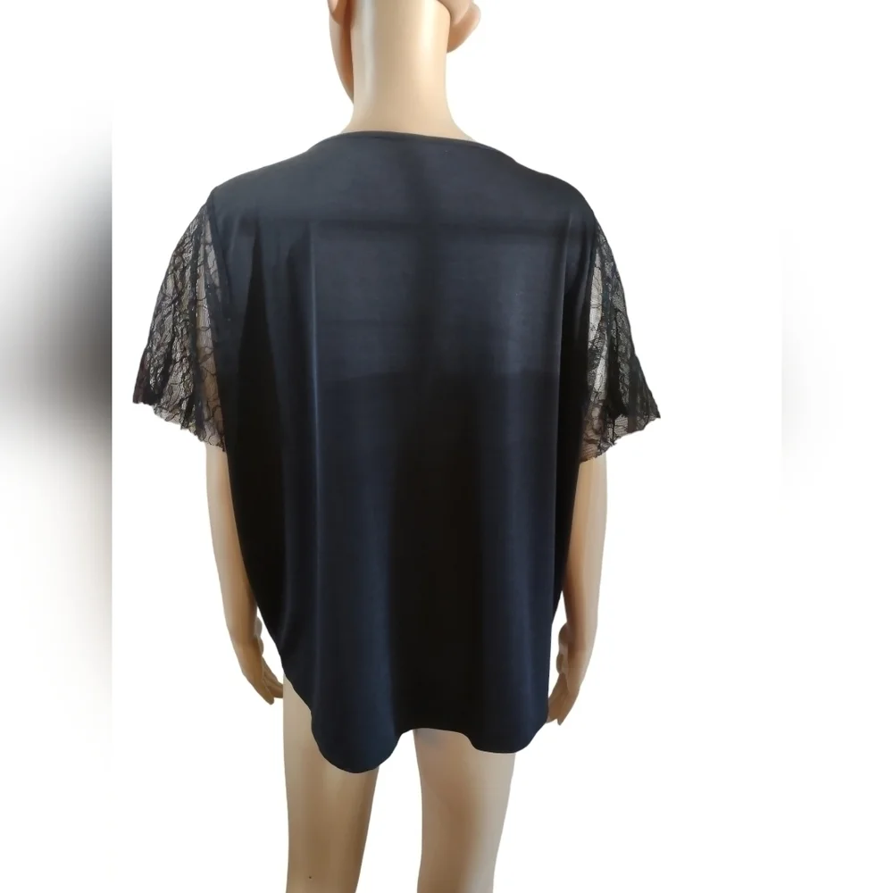 Six degrees of separation Women's size medium black lace beaded blouse shirt top - Picture 3 of 6
